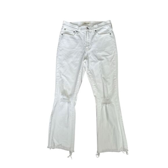 Madewell Cali Demi-Boot Jeans in Pure White: Distressed Edition Women’s 28 - Picture 2 of 11